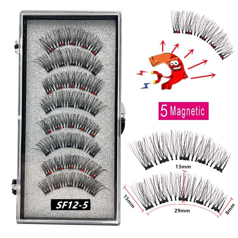 섬네일: 2 Pairs 3D Natural Magnetic Eyelashes , Magnetic Lashes Reusable Magnetic False