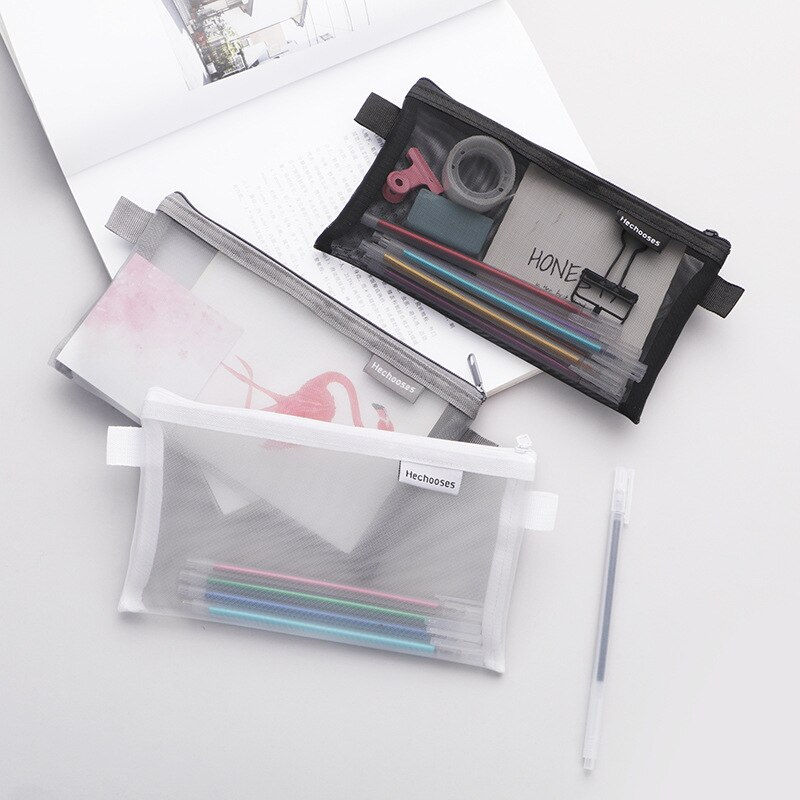 섬네일: Transparent Stationery Pencil Bag Student Examination Dedicated Nylon Mesh