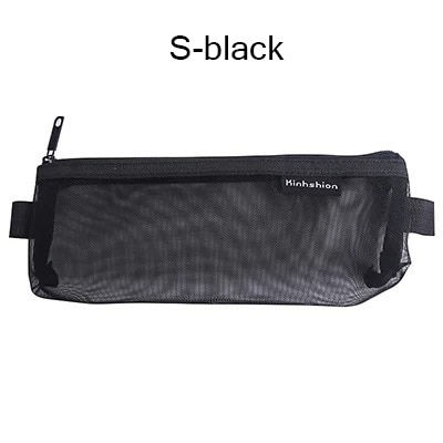 Miniature : Storage Transparent Mesh School Pencil Case Large Capacity Makeup Cosmetic Bag