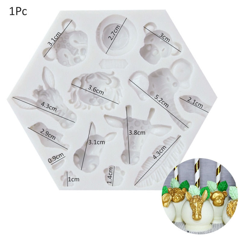 Miniature : Jungle Safari Animal Silicone Cake Mould Shape Fondant Cake Mousse Baking Mold