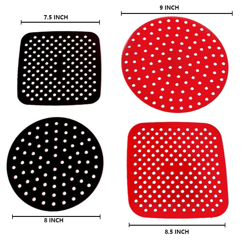 Miniature : Reusable Air Fryer Silicone Accessories Liners 7.5/8.5/8/9 Inch Square Round