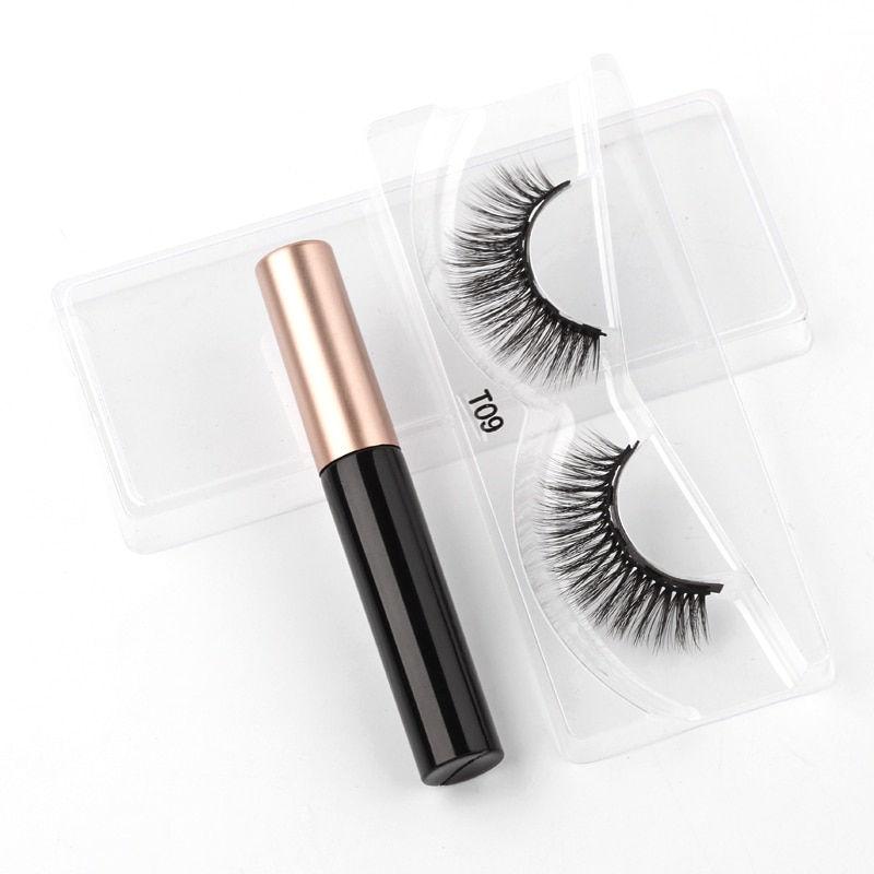 Thumbnail: 1/3/4Pairs Magnetic Eyelashes False Lashes, Repeated Use Eyelashes Liquid 