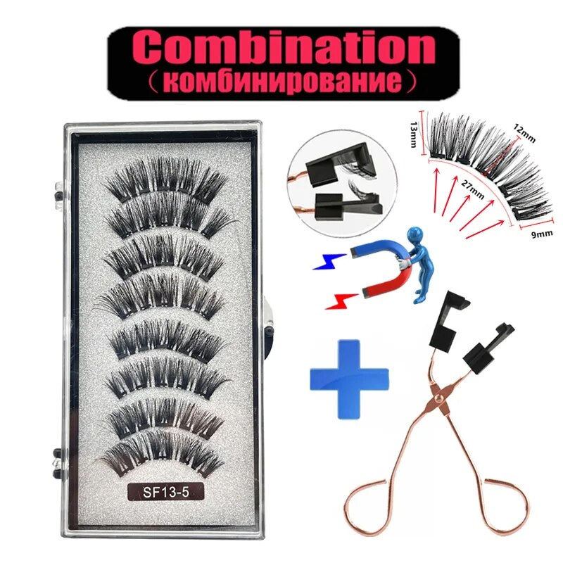섬네일: 2 Pairs 3D Natural Magnetic Eyelashes , Magnetic Lashes Reusable Magnetic False