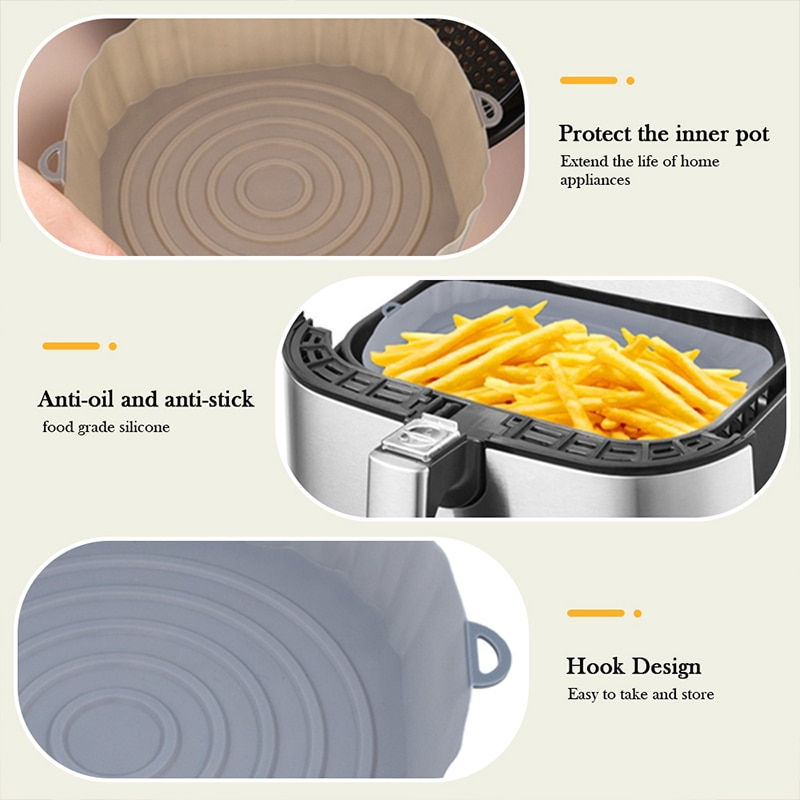 섬네일: Air Fryers Oven Baking Tray Fried Basket Mat  Silicone Pot Round Accessories