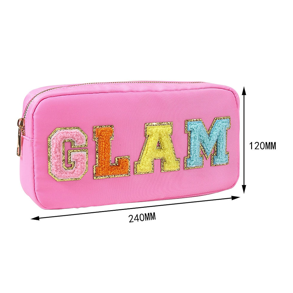 섬네일: Toiletry Bag Letter Patch Travel Organizer Portable Zipper Makeup Pouch Girls