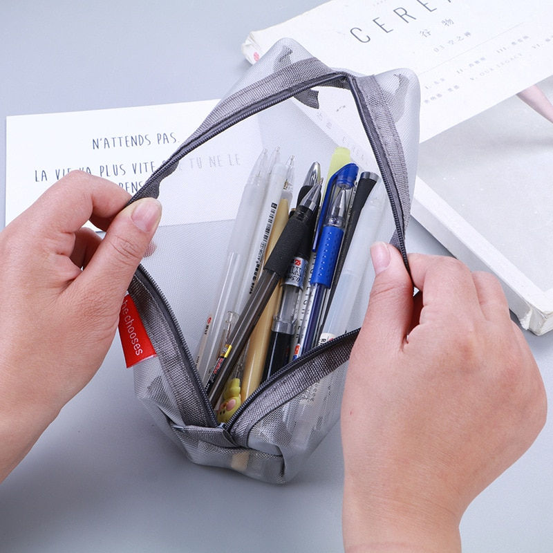 섬네일: Transparent Stationery Pencil Bag Student Examination Dedicated Nylon Mesh