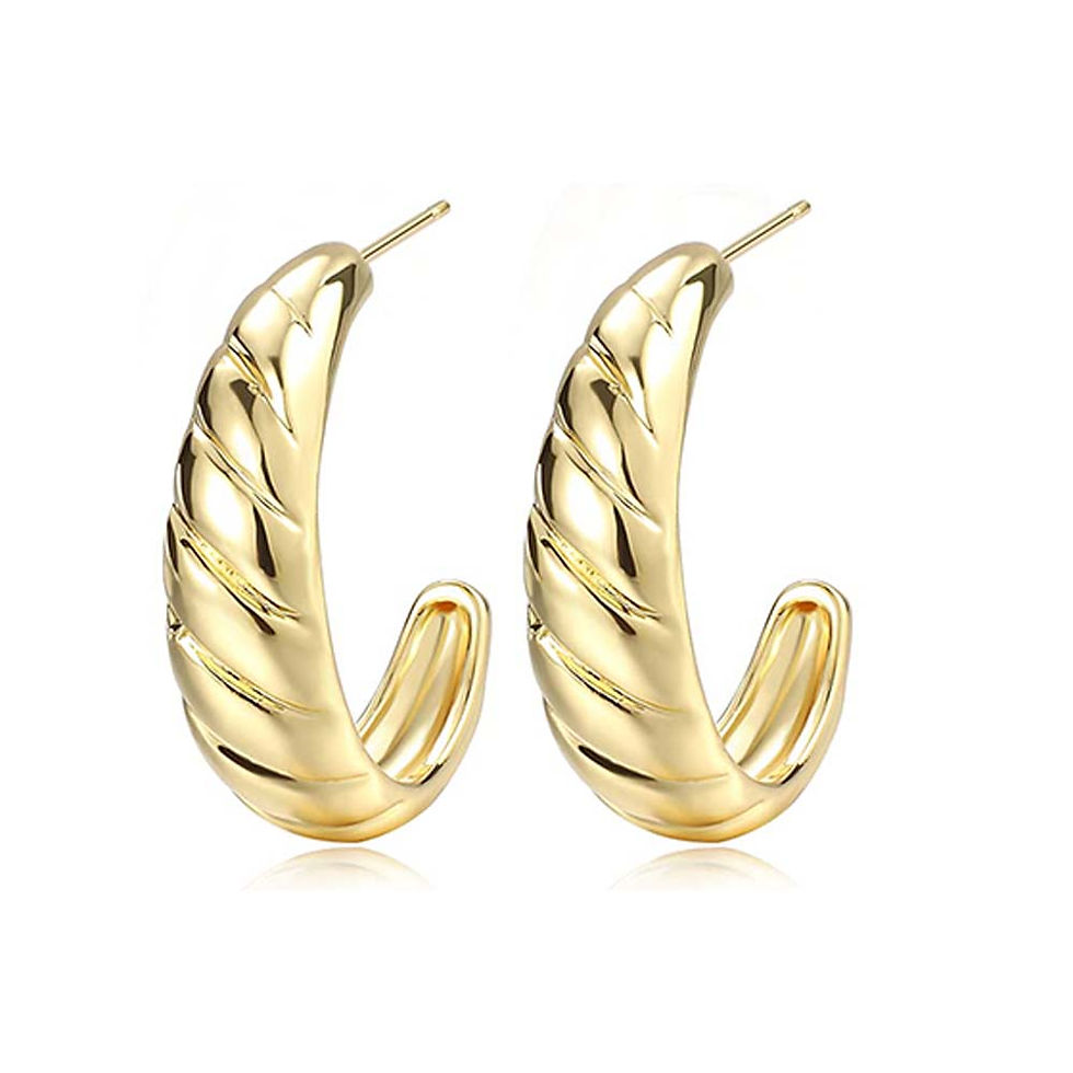 섬네일: Gold Hoop Earrings for Women 14K Gold Plated Hypoallergenic Chunky Open Hoops 