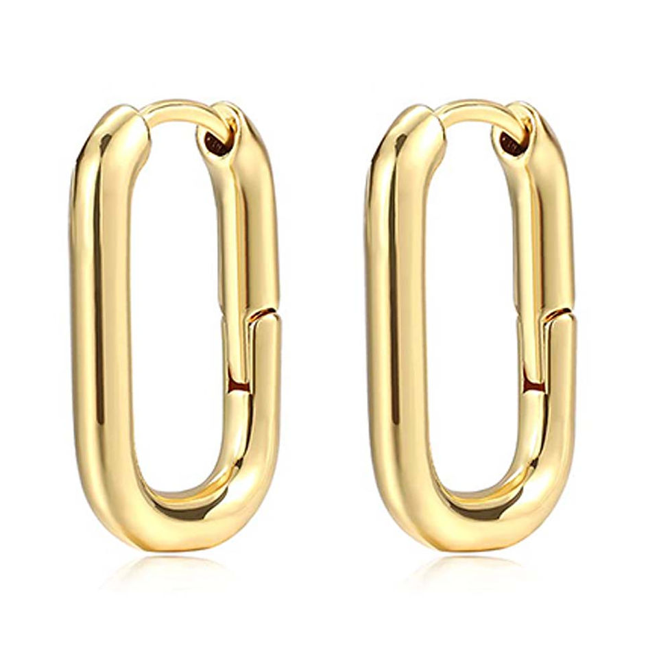 섬네일: Gold Hoop Earrings for Women 14K Gold Plated Hypoallergenic Chunky Open Hoops 