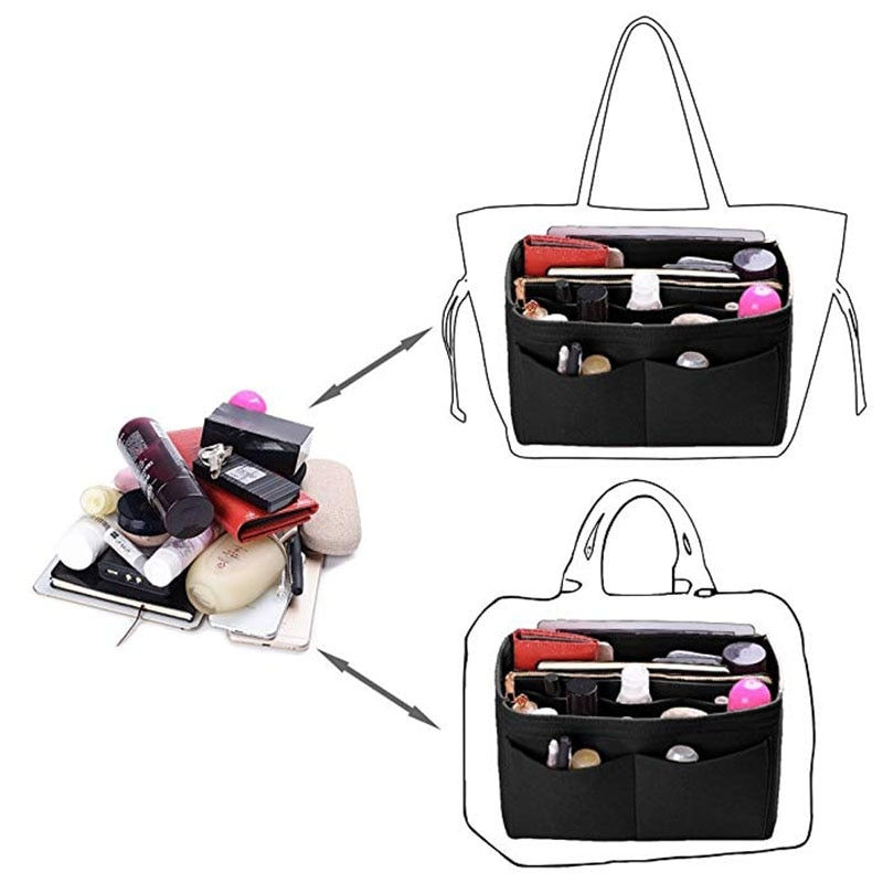 Miniatura: Makeup Organizer Felt Insert Bag Handbag Travel Inner Purse Portable Cosmetic 