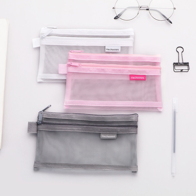 섬네일: Transparent Stationery Pencil Bag Student Examination Dedicated Nylon Mesh