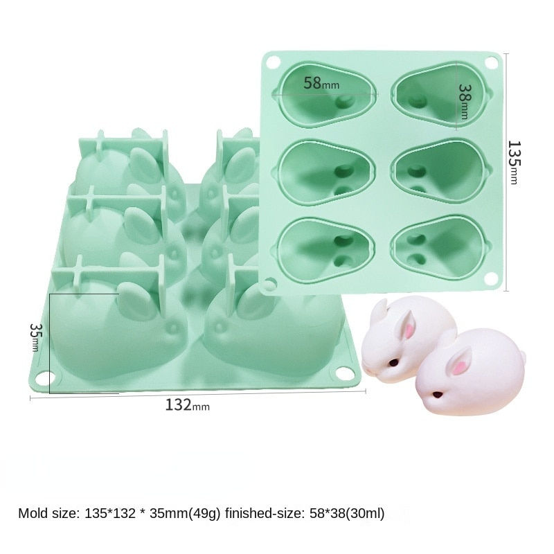 Miniatura: Easter Mold Silicone Rabbit Bunny Cake Mould Chocolate Dessert Baking Mold Tools