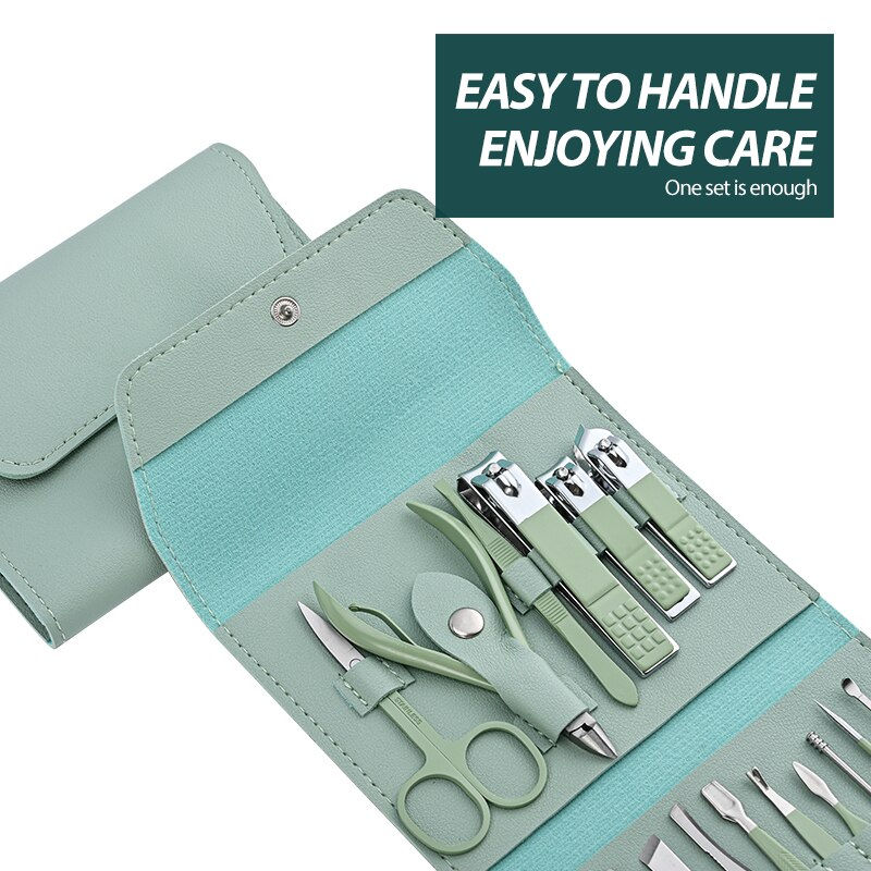 サムネイル： 16pcs Nail Cutter Set, Folding Bag Manicure Cutter Kits Scissors Tool