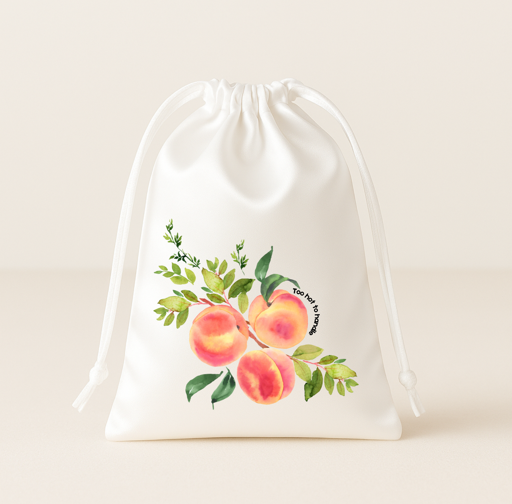 Копринена торбичка за бельо с принт на праскова – „Too Hot To Handle”“