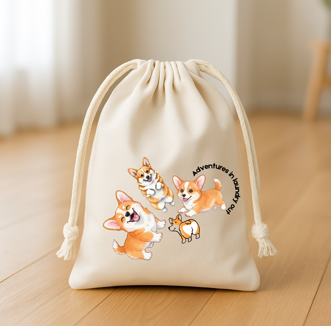 Чанта за пране Corgi – “Adventures In, Laundry Out”