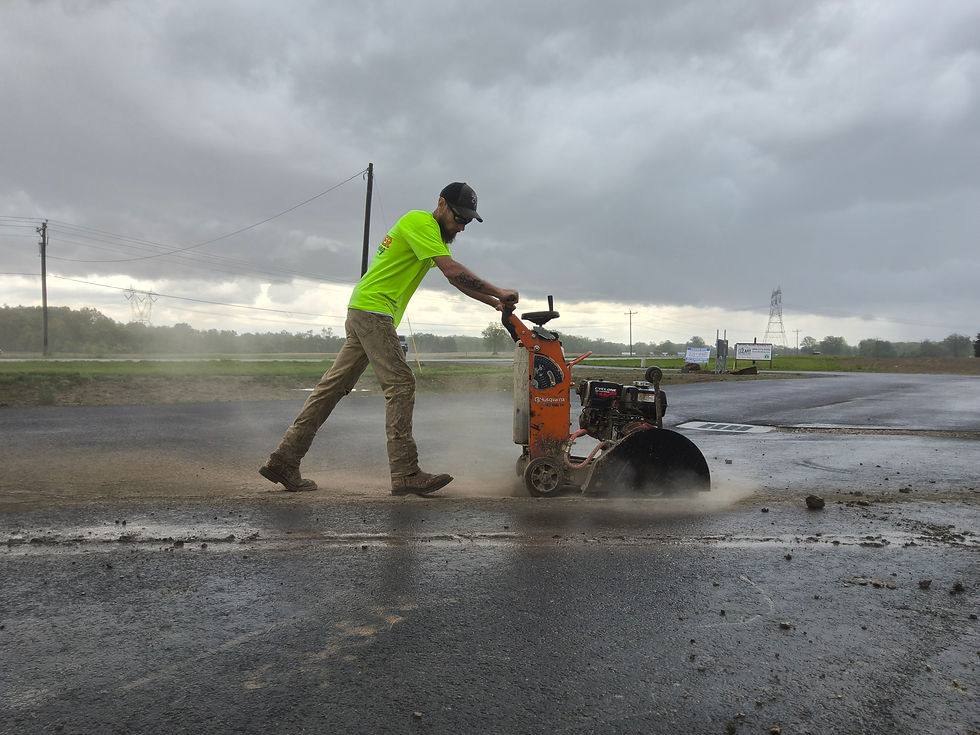 Tolliver & Curl crew sealcoating a commercial parking lot in summer