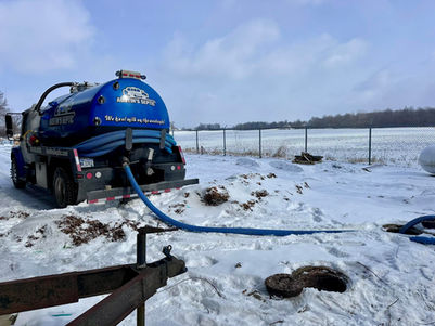 Austin's Septic pump truck at a septic pumping job near Mount Vernon Ohio