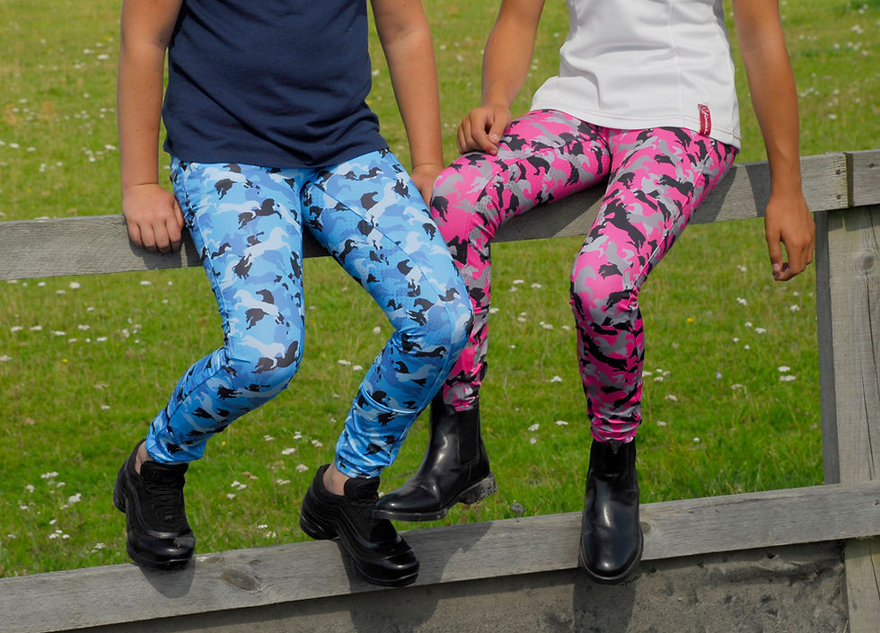 Rhinegold Childrens Full Seat Tights -Pony Print