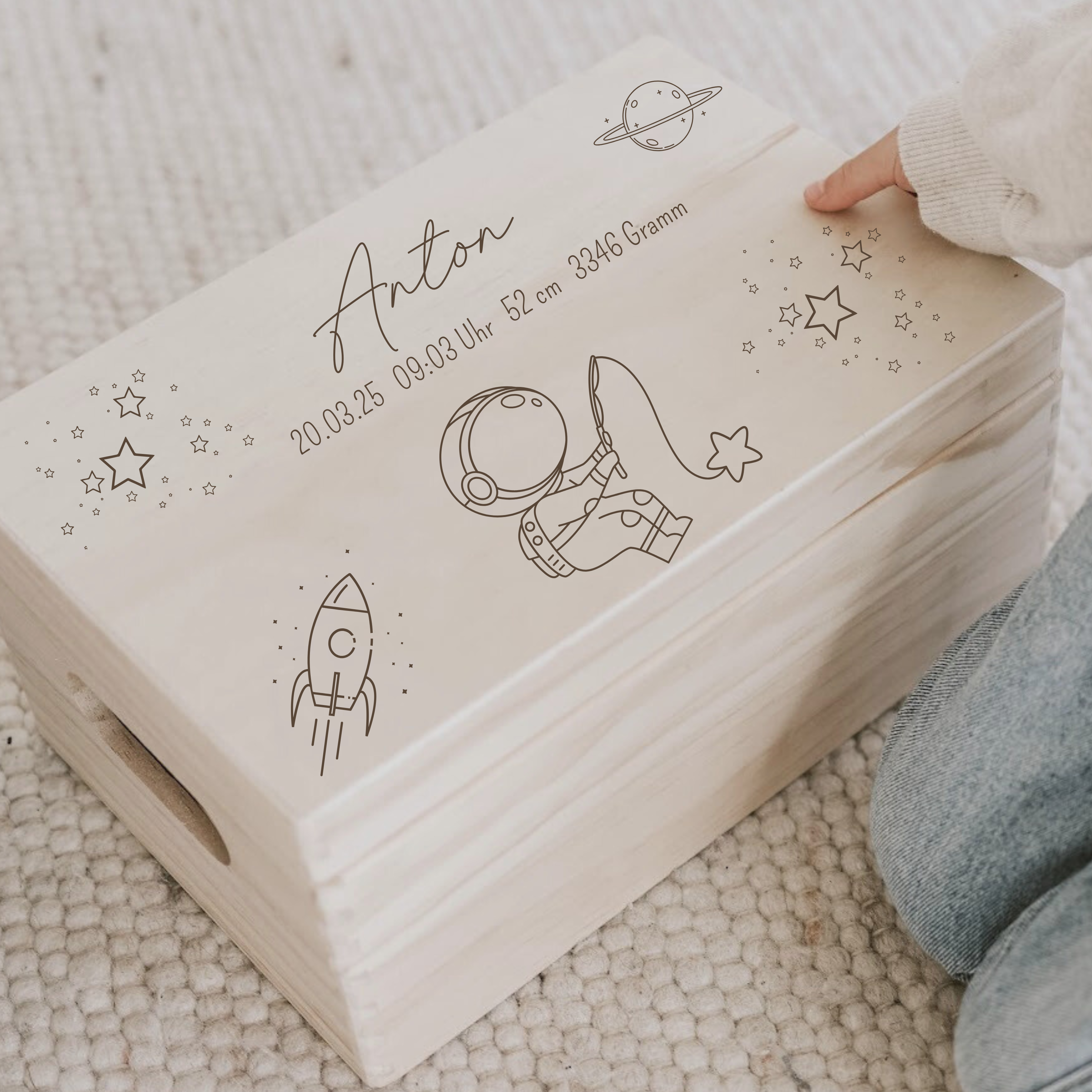 Personalisierte Erinnerungskiste Baby I Holzbox Gravur