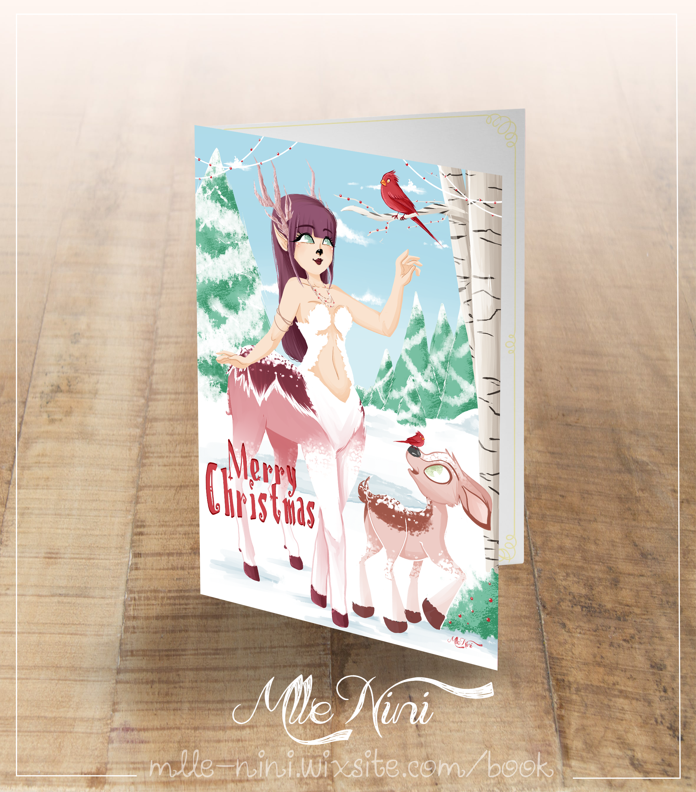 Centaurette des nieges - Carte de Noël