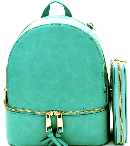 turquoise backpack purse