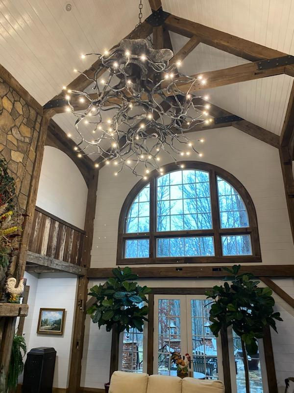 Hand-forged iron custom tree chandelier