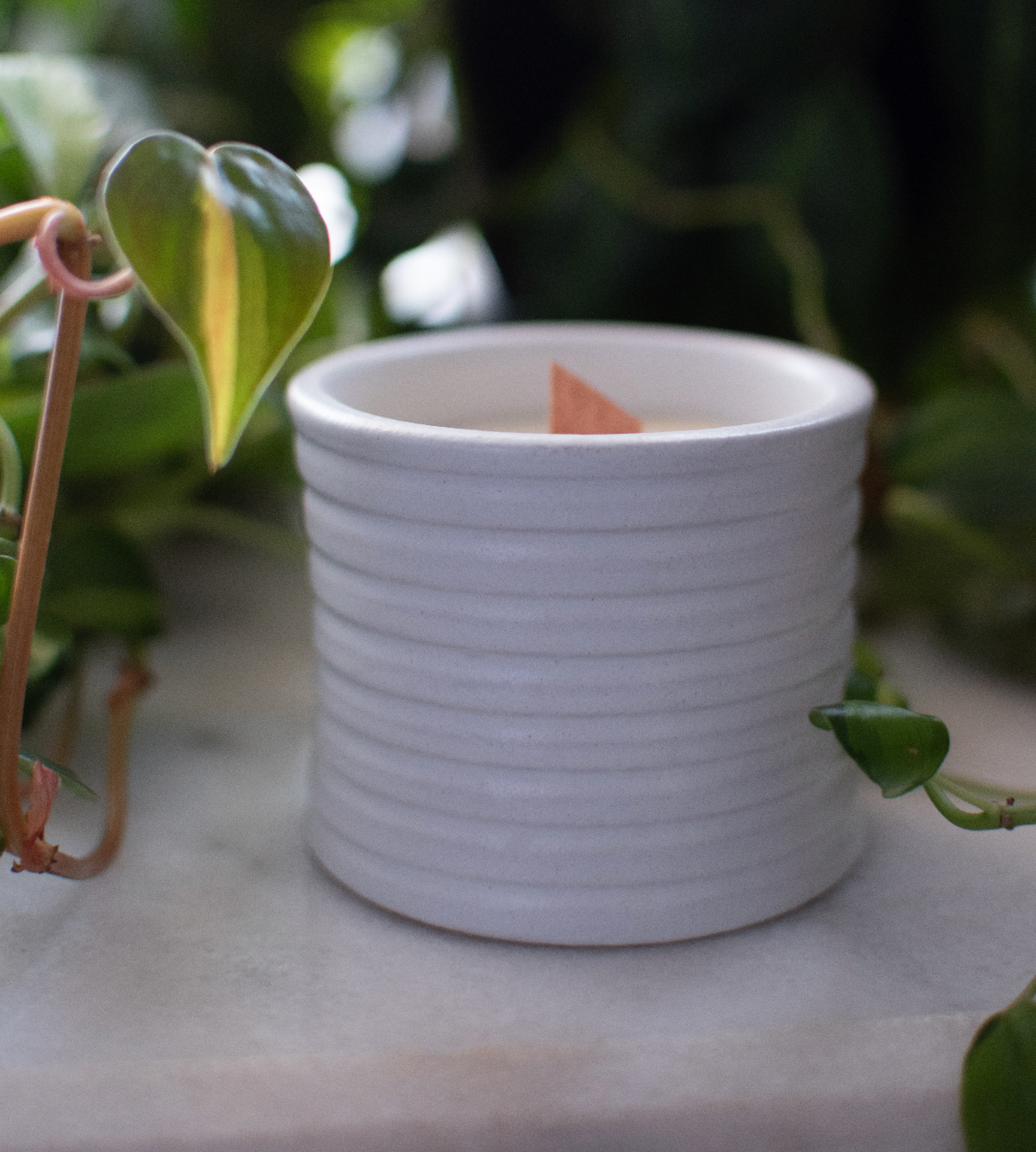 Ridged Ceramic Candle