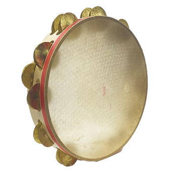 Side view of tripleTHREAT tambourine by tambourineLAB