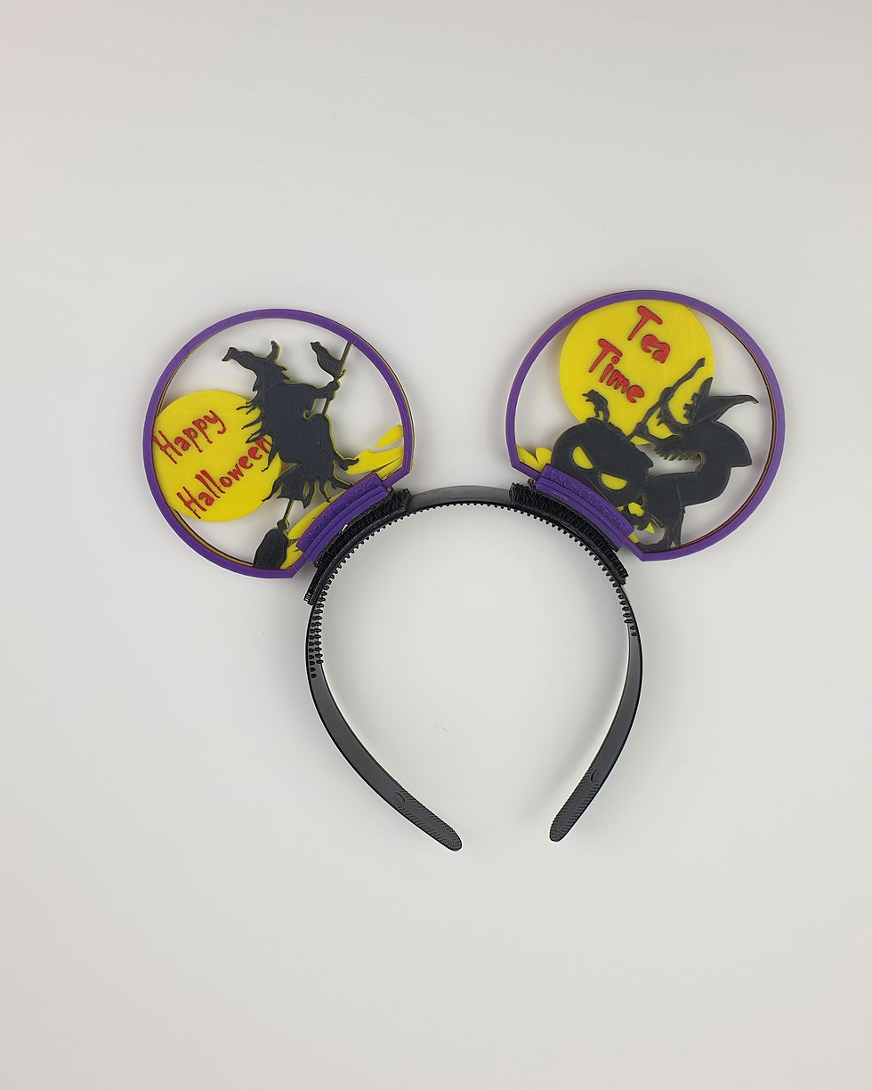 Thumbnail: Disney Ears, Flying Witch and Stirring Witch. Ideal for Horror Nights.