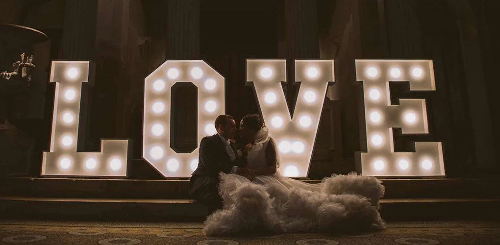 Giant Wedding Illuminated Love Letters Algarve Portugal