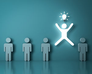 Stand-out-from-the-crowd-and-different-concept-One-glowing-light-man-jumping-with-an-idea-
