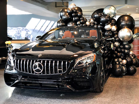amg s63, mercedes-benz, balloons, surprise gift, gifts for her, luxury gifts, silver star montreal, ballöom