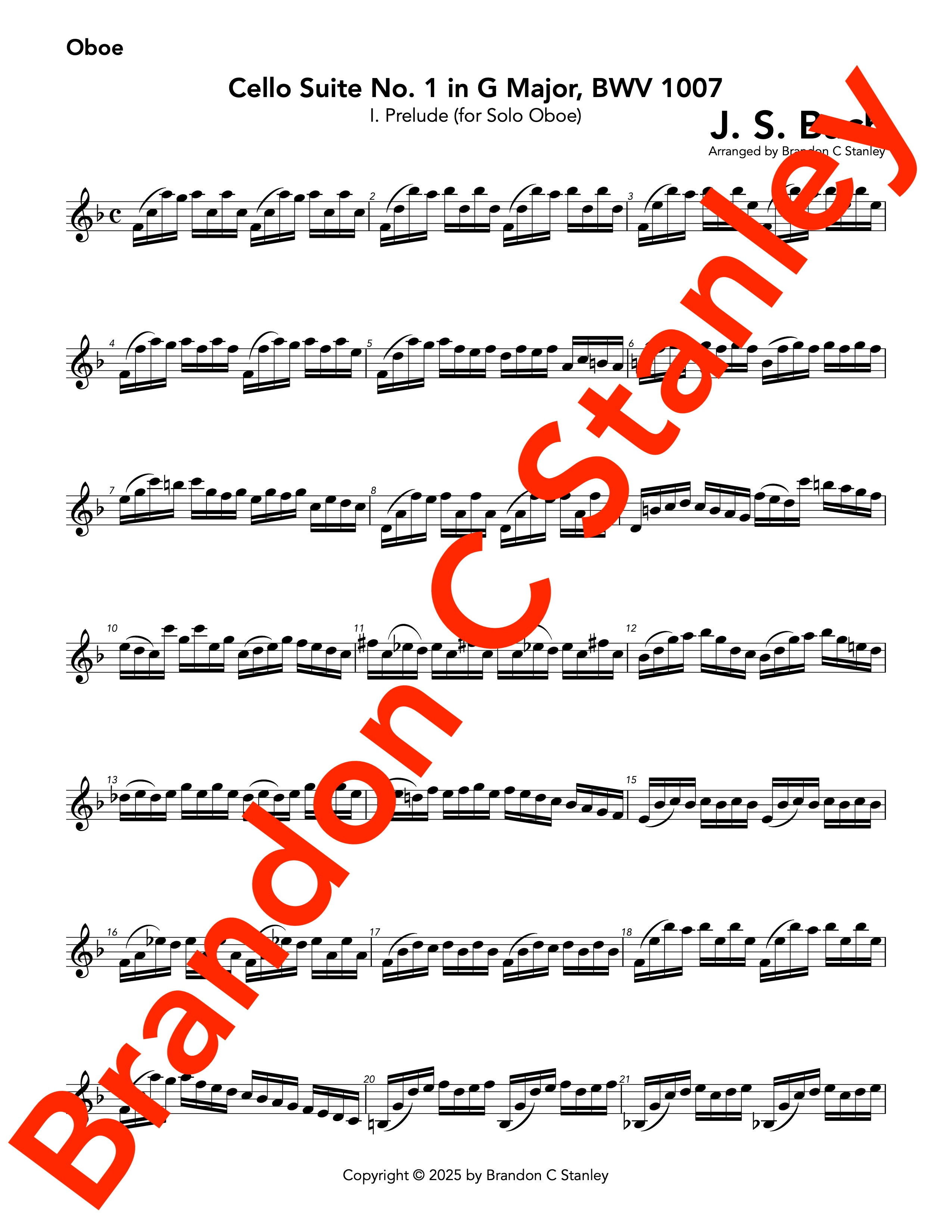 Cello Suite No. 1 in G Major, Prelude  |  Oboe