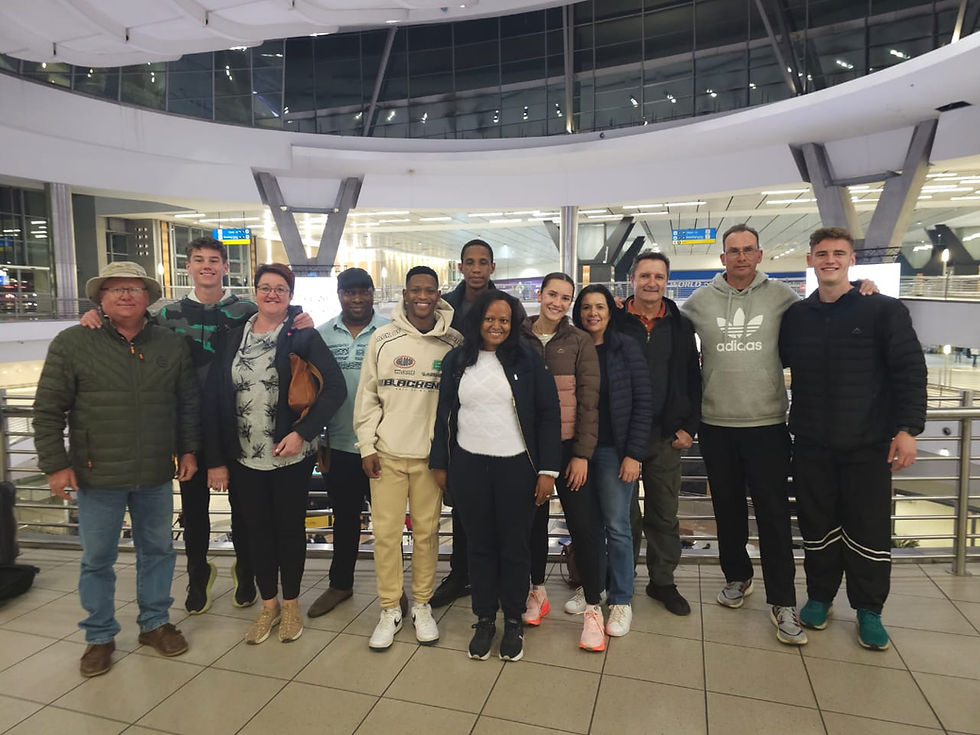 WWS TOUR SQUAD AND PARENTS AT OR TAMBO AIRPORT