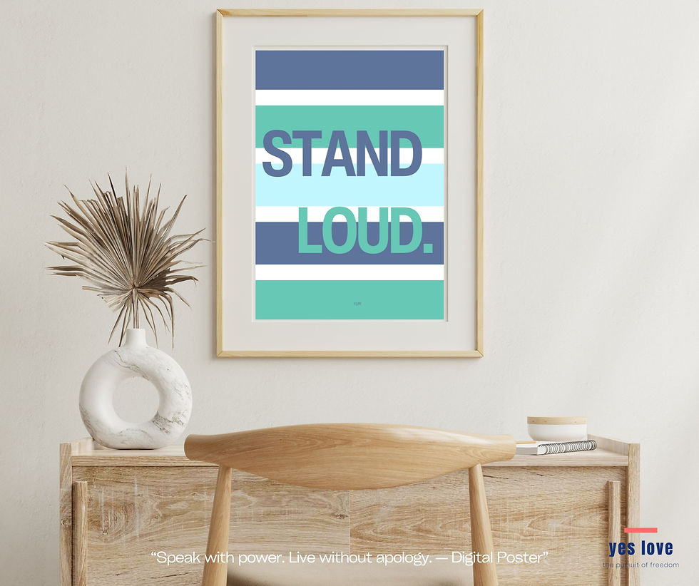 Thumbnail: Inspirational Stand Loud printable poster framed in stylish home office workspace