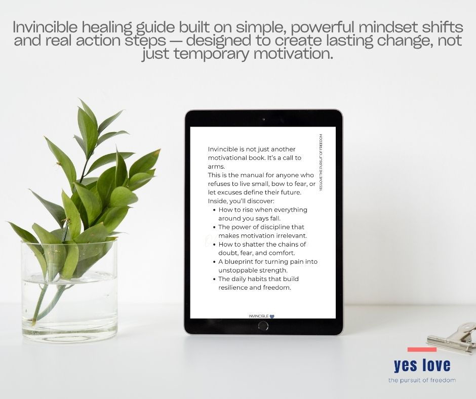 Thumbnail: "Invincible ebook mockup highlighting powerful mindset shifts, discipline strategies, and real transformation benefits"