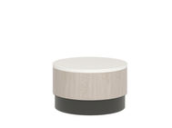Sky Table Corian + Plinth Base – 20” Diameter x 12” Height – low-profile 20-inch round table with Corian top and plinth base.