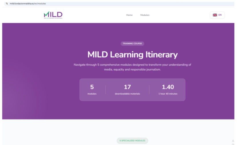 A screen shot of the MILD online training course.