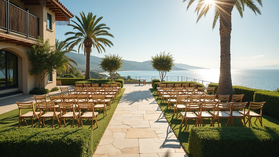 Eye-level view of the stunning seaside estate venue