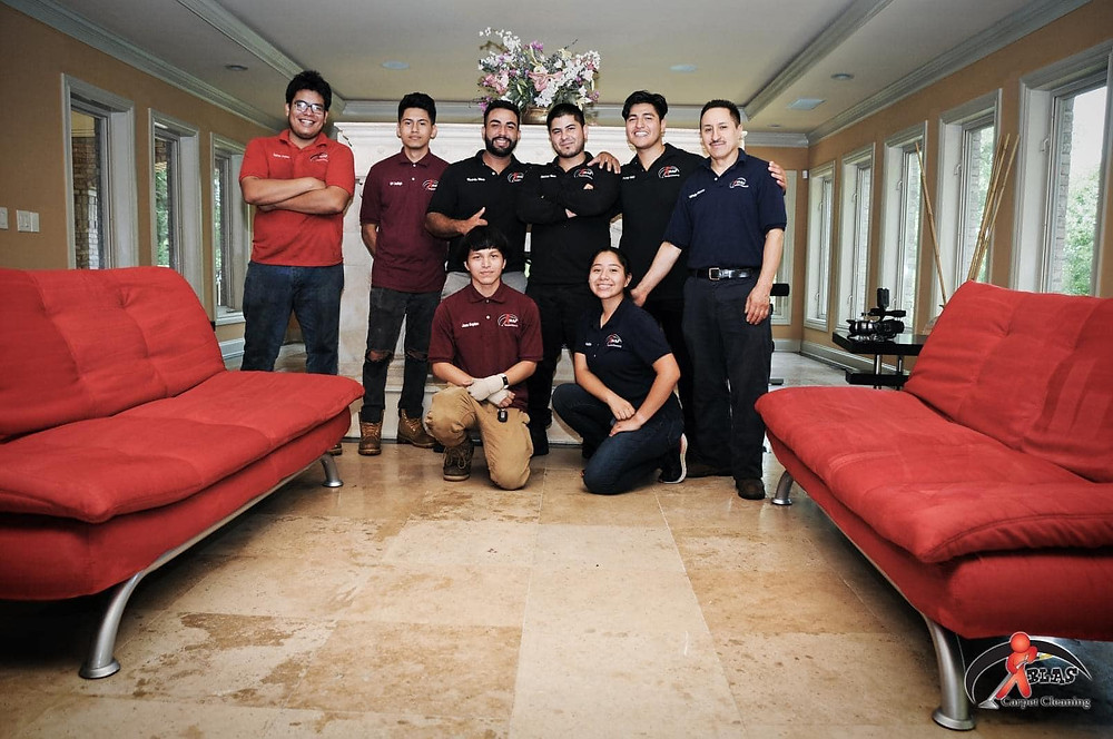 Eight Blas Carpet cleaning team mates.