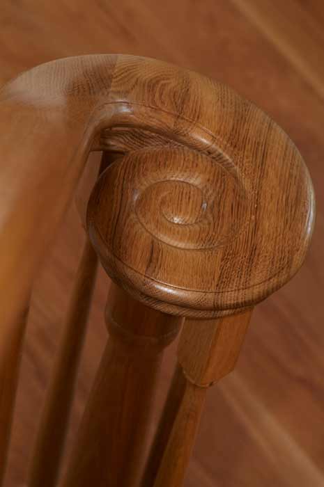 Carved monkey tail Volute in oak