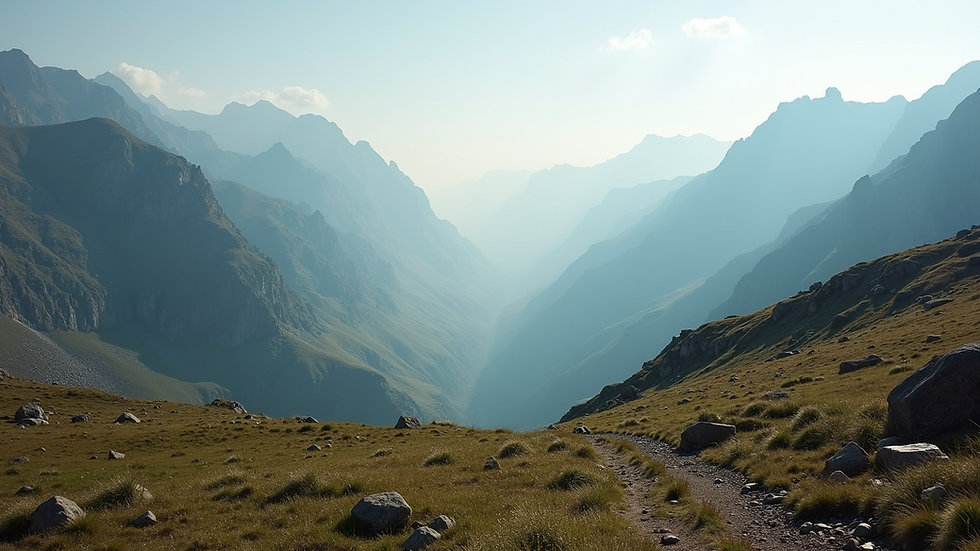 Wide angle view of a secluded mountain landscape