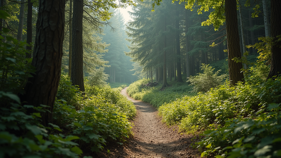 High angle view of a hidden hiking trail