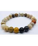 8mm Agate, Fossilized Coral bracelet
