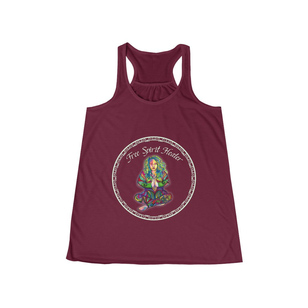 Free Spirit Healer White Logo Racerback Tank
