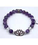 8mm Chevron Amethyst, Quartz, Lotus bracelet