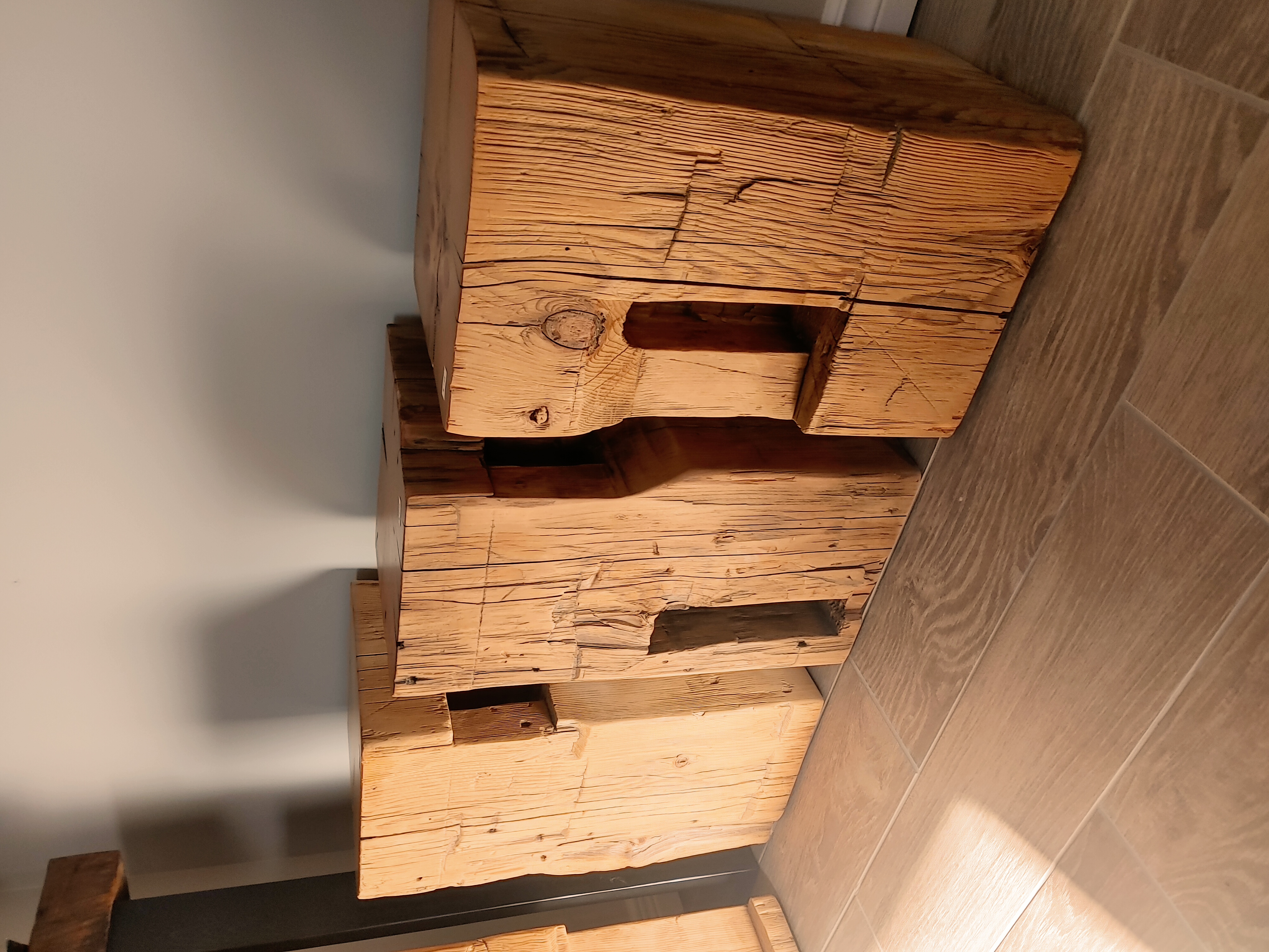 Reclaimed Barn Beam Side Table – Handmade Solid Wood End Table