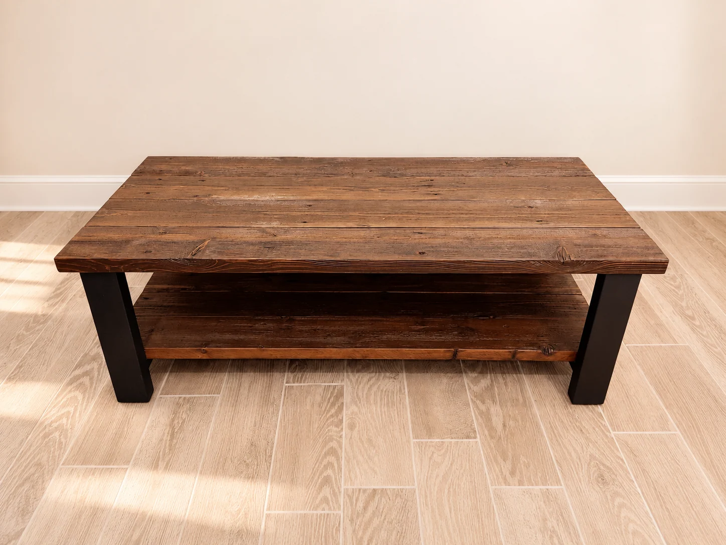 Solid reclaimed wood coffee table