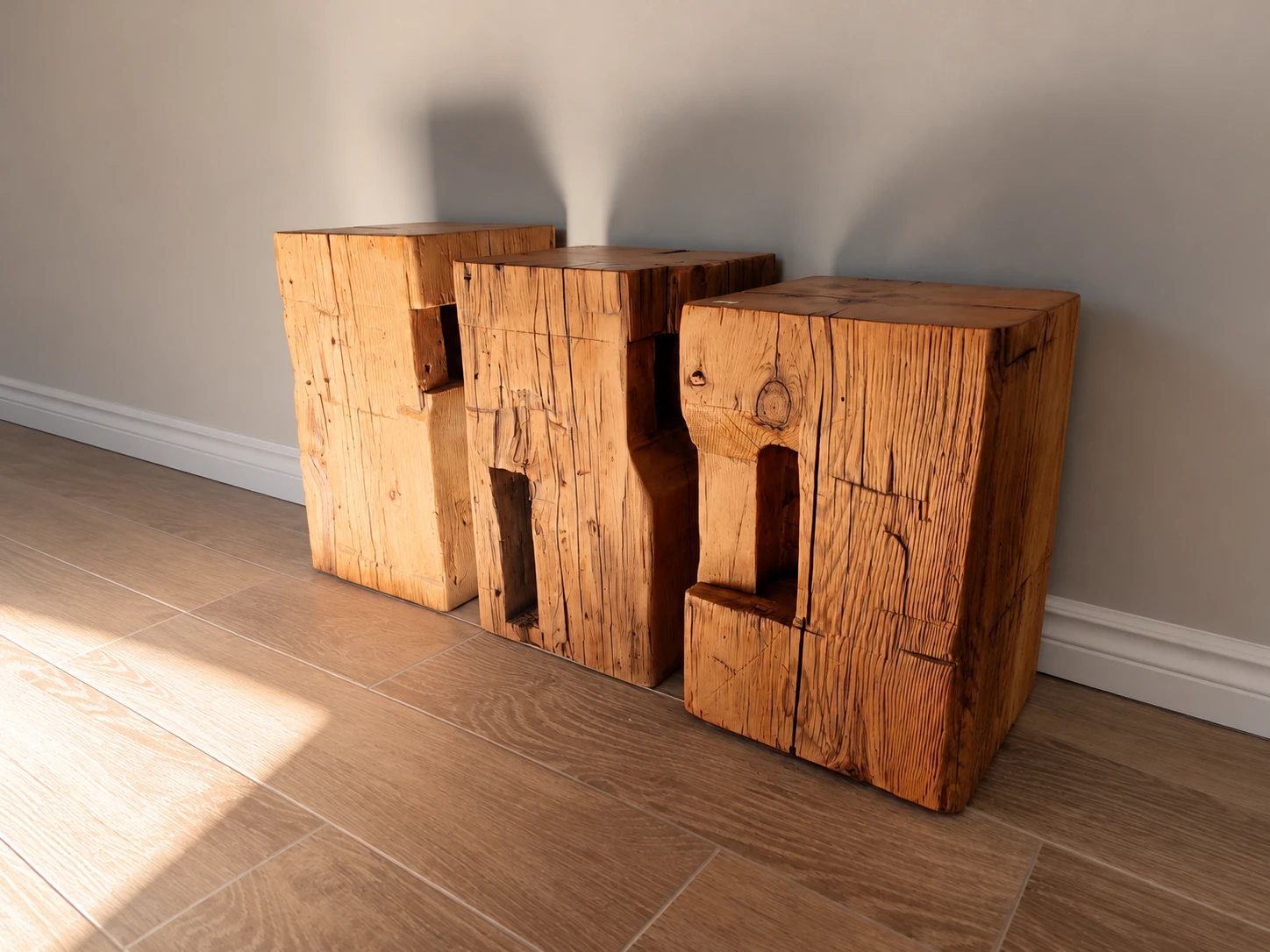 Reclaimed barn beam side table