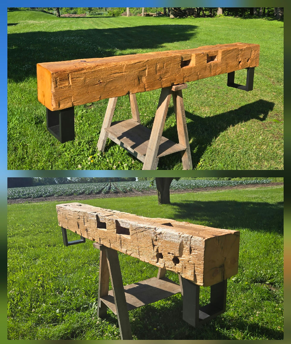 Thumbnail: Historic Barn Beam Bench – Century-Old Hand-Hewn Wood
