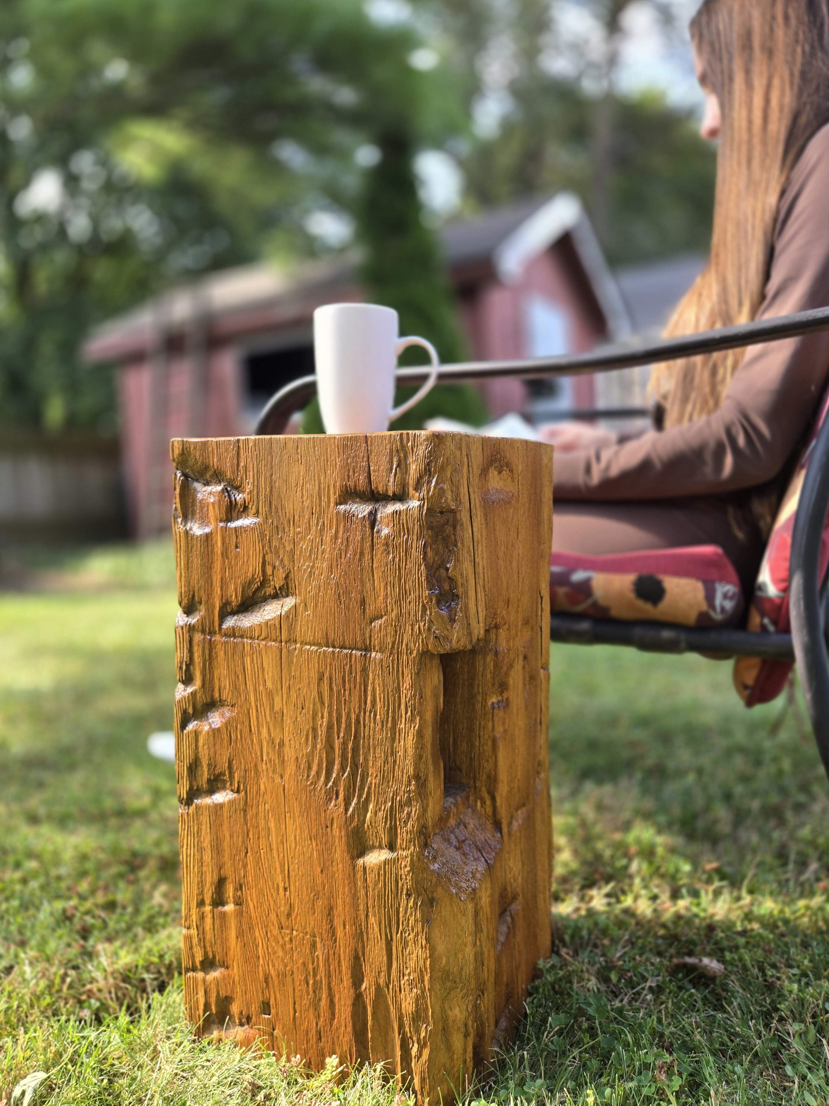 Outdoor Barn Beam Side Table